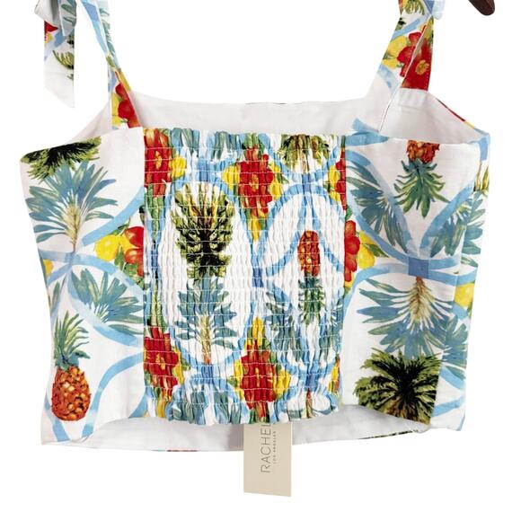 RACHEL ZOE Linen Tropical Print Tank Top Midi Skirt Set Small S - Picture 3 of 8